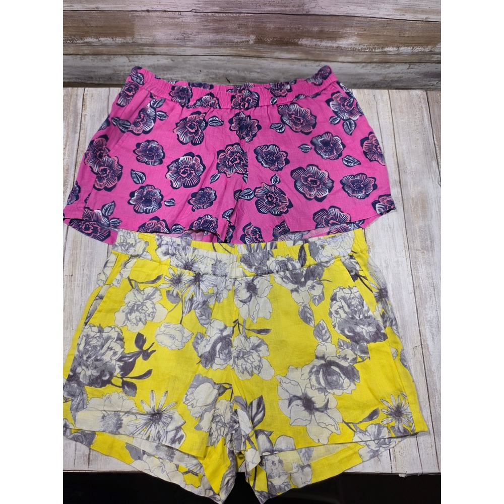 Kut from the Kloth Womens Linen Floral Shorts Bundle Yellow Pink Size 6